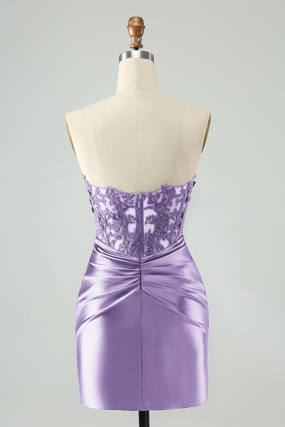 Sparkly Royal Blue Bodycon Strapless Hollow Out Mini Dress with Lace - Image 16