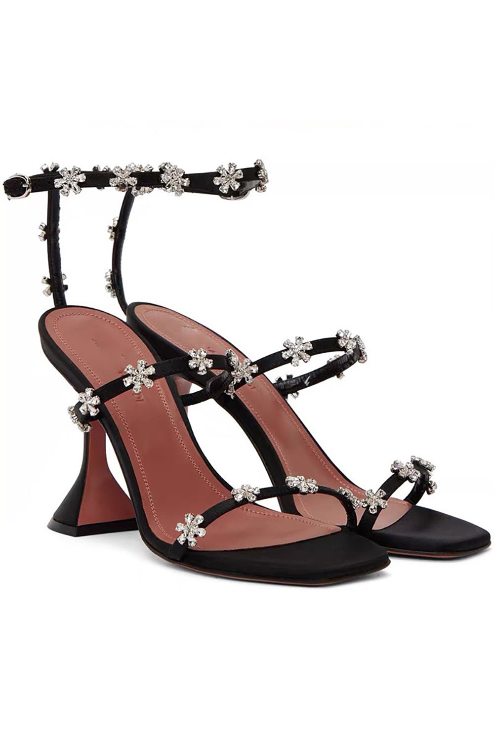 Sparkly Silver Beaded Ankle-Straps High Heels Sandals - Image 2