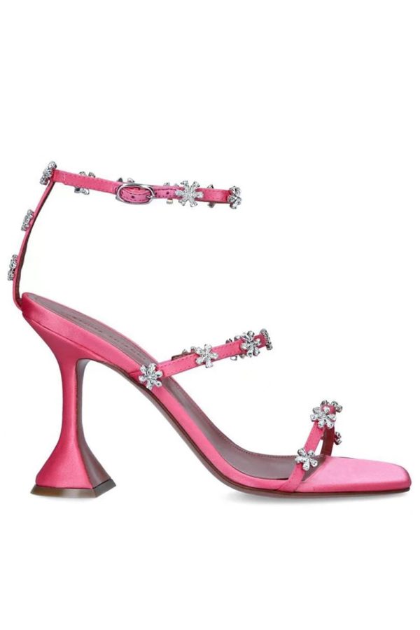 Sparkly Silver Beaded Ankle-Straps High Heels Sandals - Image 5