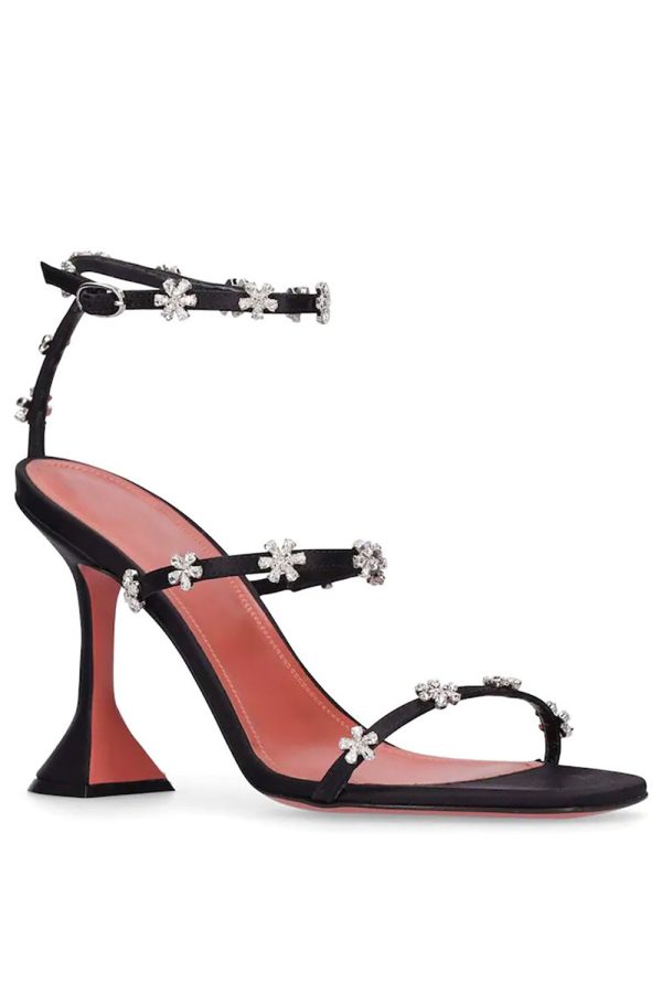 Sparkly Silver Beaded Ankle-Straps High Heels Sandals - Image 3