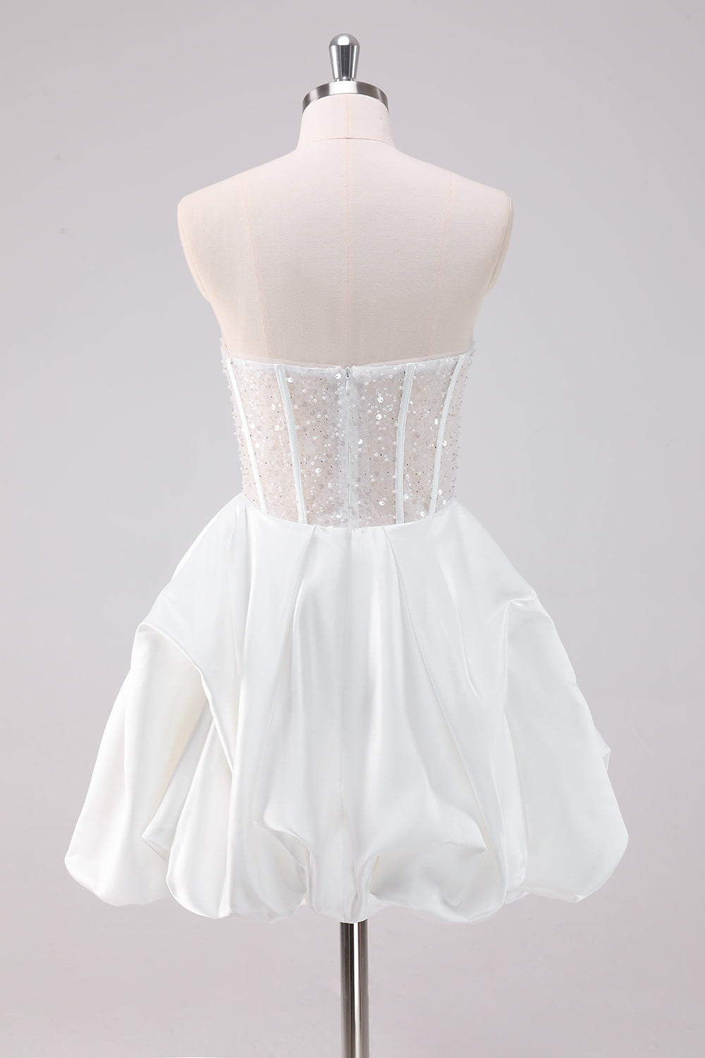 Sparkly White A-Line Strapless Mini Dress - Image 2