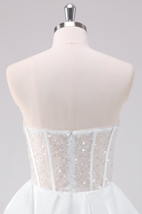 Sparkly White A-Line Strapless Mini Dress - Image 5