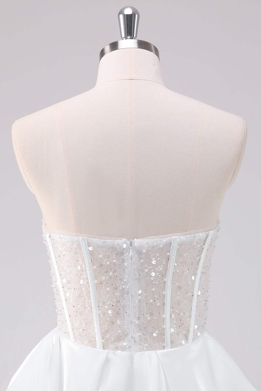 Sparkly White A-Line Strapless Mini Dress - Image 5