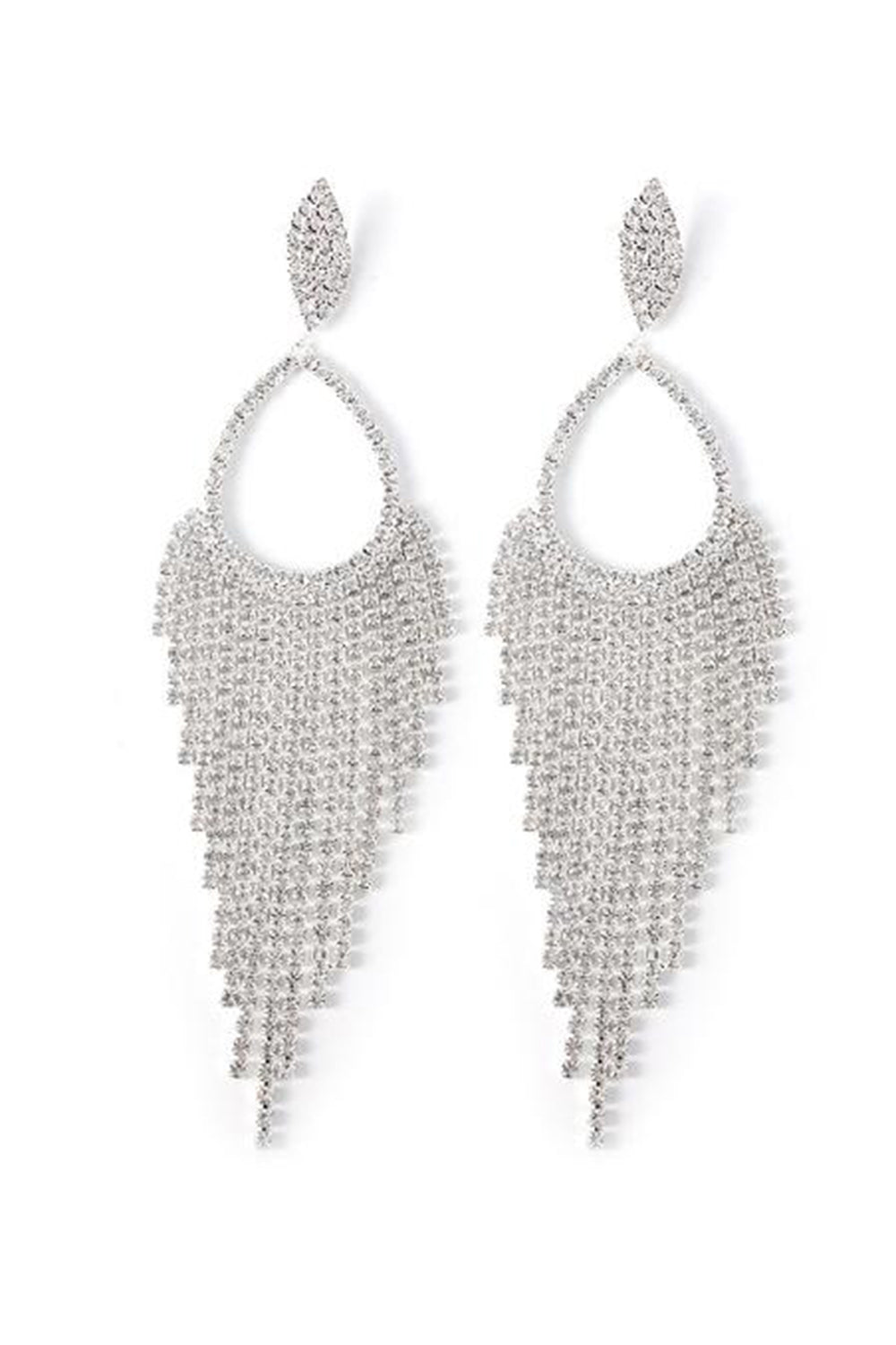 Sparkly Silver Rhinestones Drop Earrings - Image 1