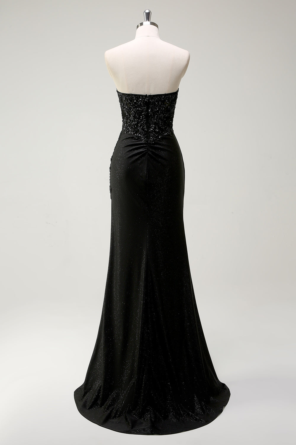 Sparkly Sweetheart Black Long Sequin Prom Dress With Slit - Image 2