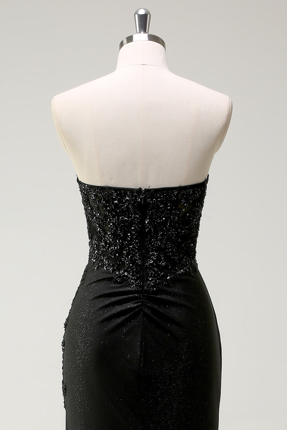 Sparkly Sweetheart Black Long Sequin Prom Dress With Slit - Image 5