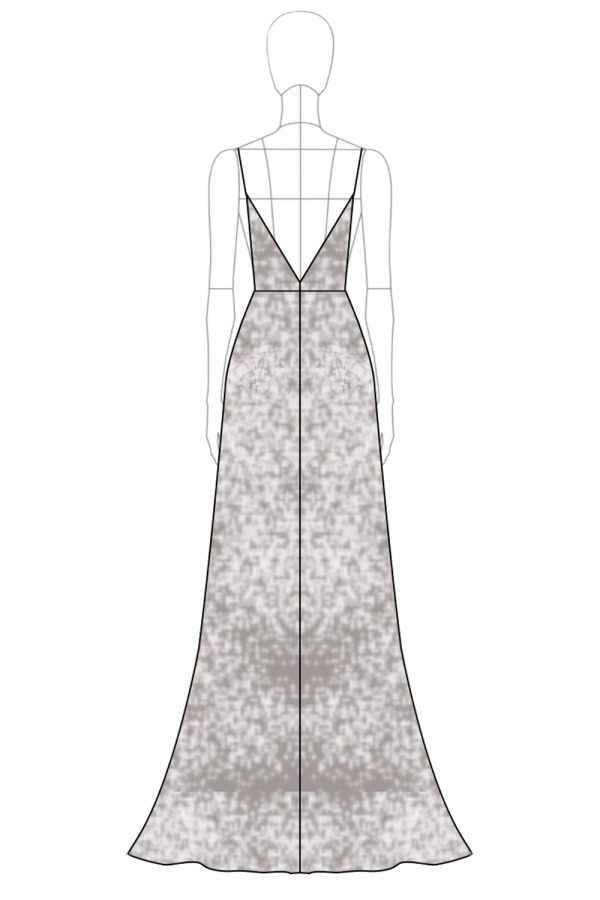 Sparkly V Neck A Line Silver Formal Dress - Image 3