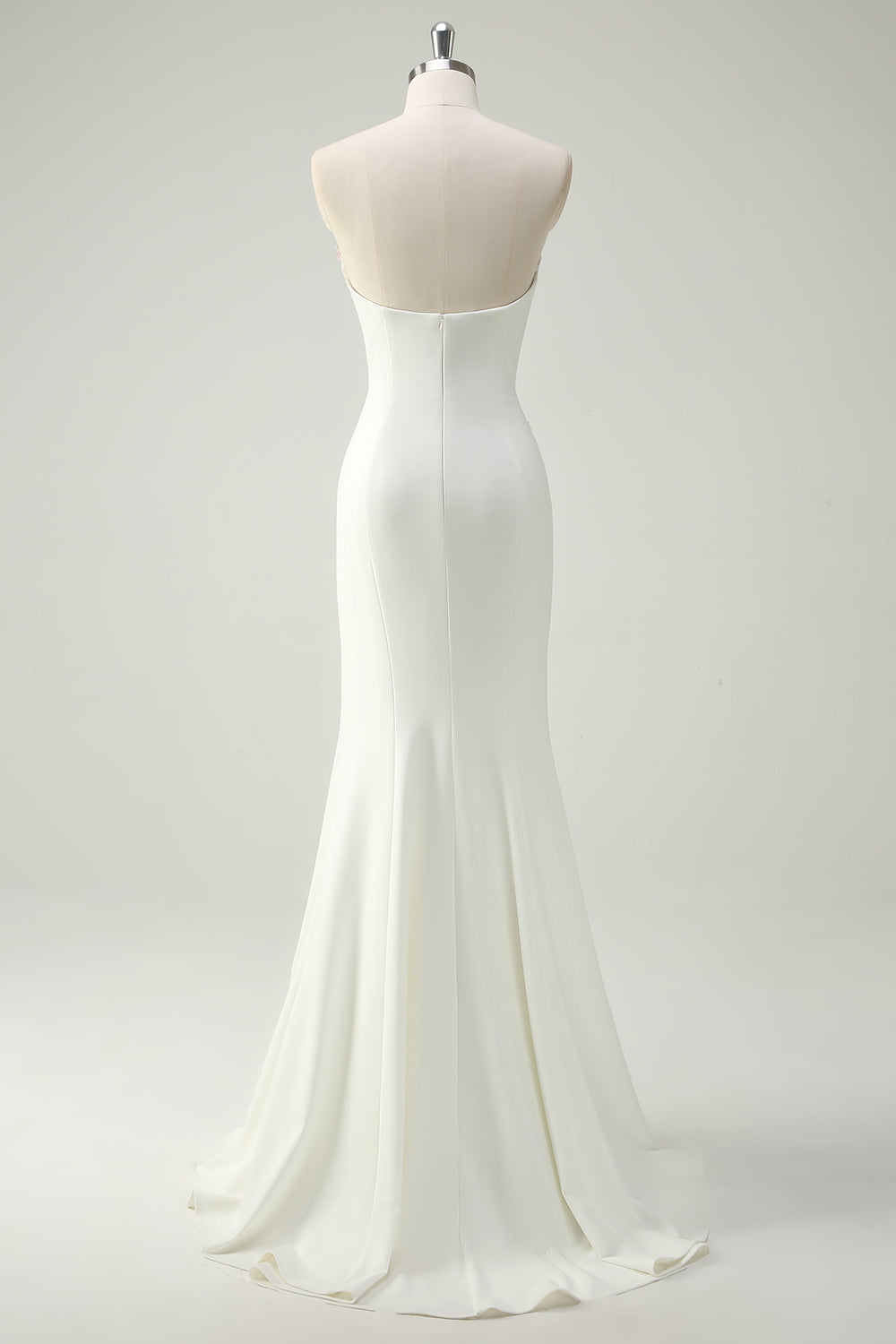 Sparkly White Floral Strapless Mermaid Long Prom Dress - Image 2