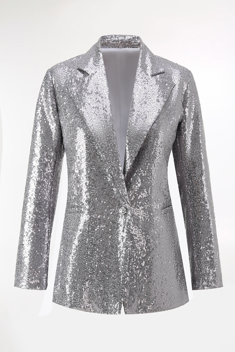 Sparkly Silver Notched Lapel 2-Piece Women Prom Suits - Image 4