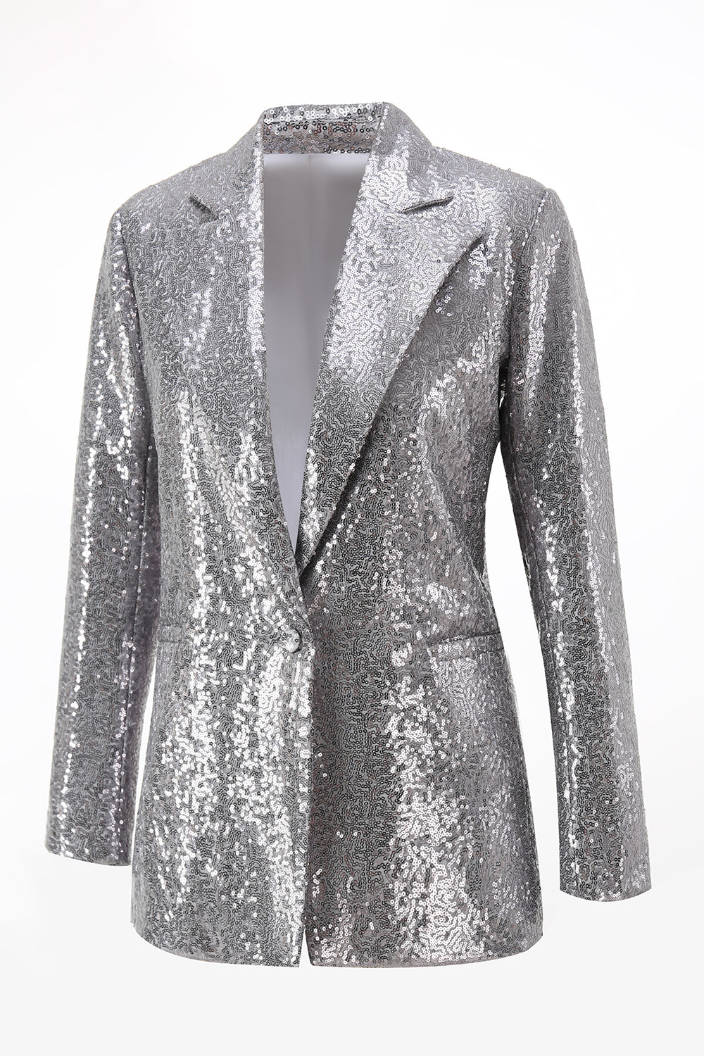 Sparkly Silver Notched Lapel 2-Piece Women Prom Suits - Image 6