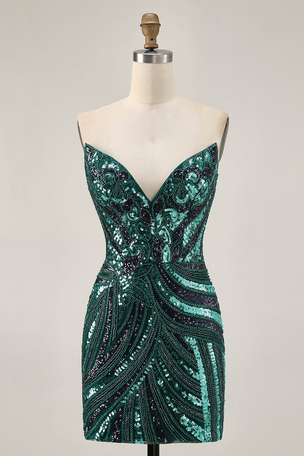 Sparkly Strapless Royal Blue Bodycon Homecoming Dress - Image 9