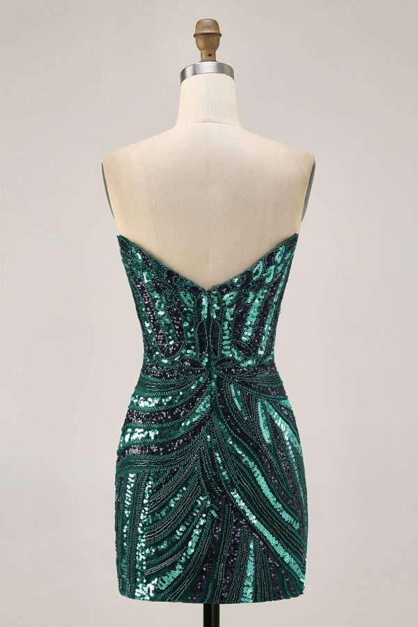 Sparkly Strapless Royal Blue Bodycon Homecoming Dress - Image 10