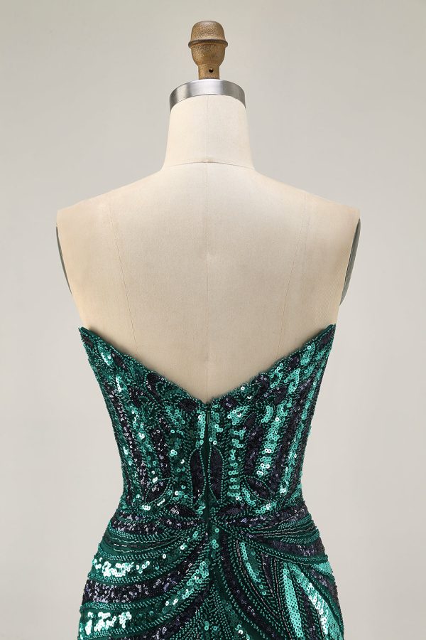 Sparkly Strapless Royal Blue Bodycon Homecoming Dress - Image 15