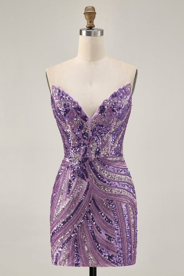Sparkly Strapless Royal Blue Bodycon Homecoming Dress - Image 20