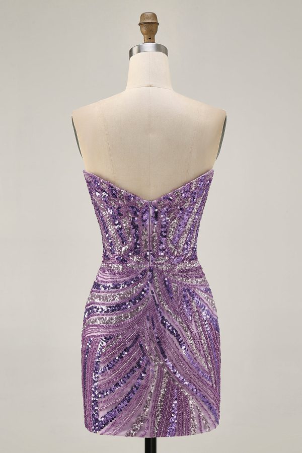 Sparkly Strapless Royal Blue Bodycon Homecoming Dress - Image 18