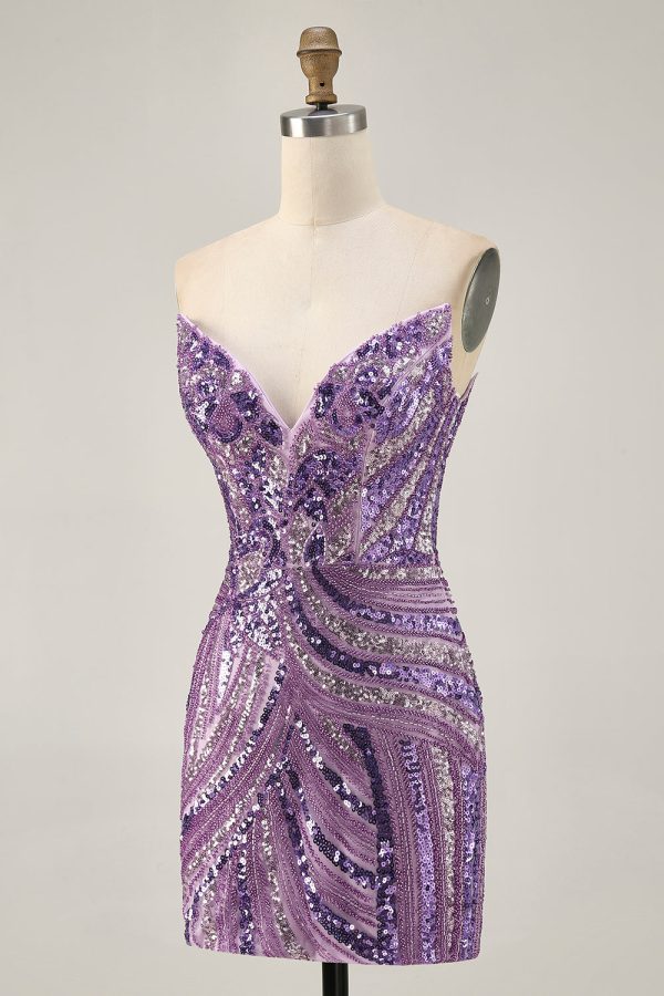 Sparkly Strapless Royal Blue Bodycon Homecoming Dress - Image 19