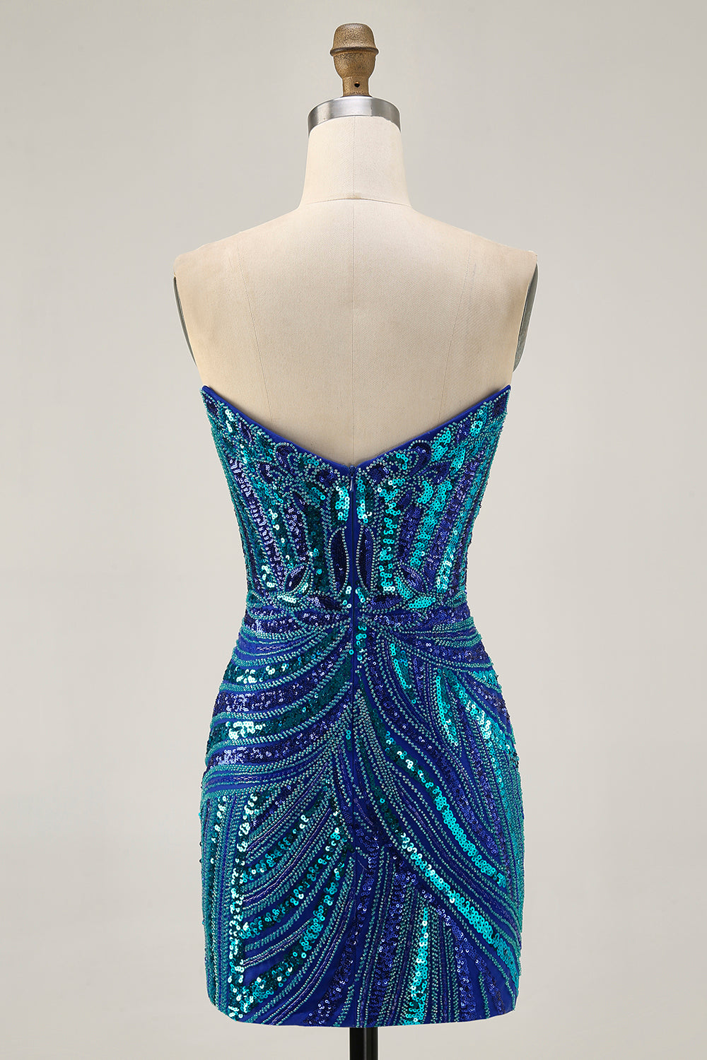 Sparkly Strapless Royal Blue Bodycon Homecoming Dress - Image 4