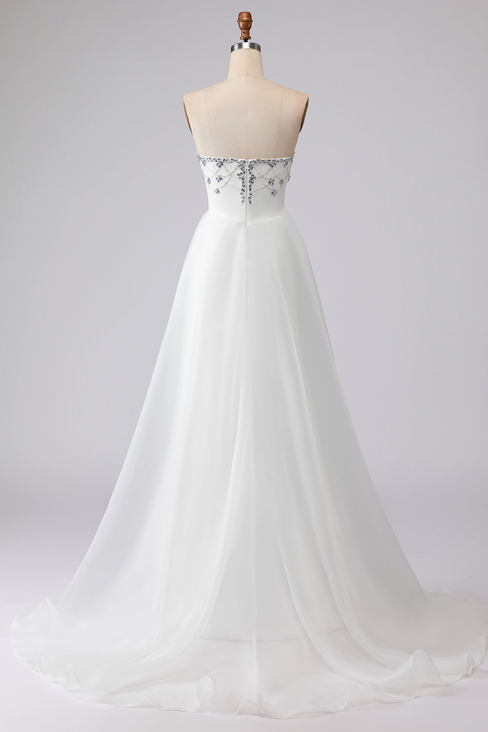 Sparkly White Strapless Satin Wedding Dress - Image 2