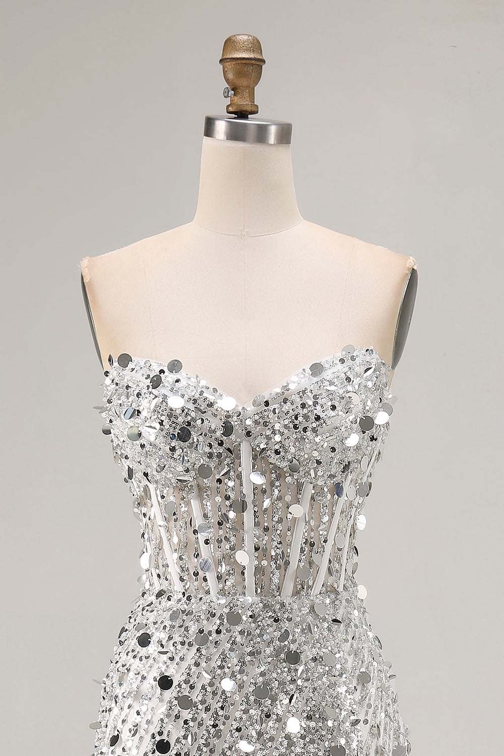 Sparkly Royal Blue Strapless Corset Mermaid Prom Dress with Slit - Image 16