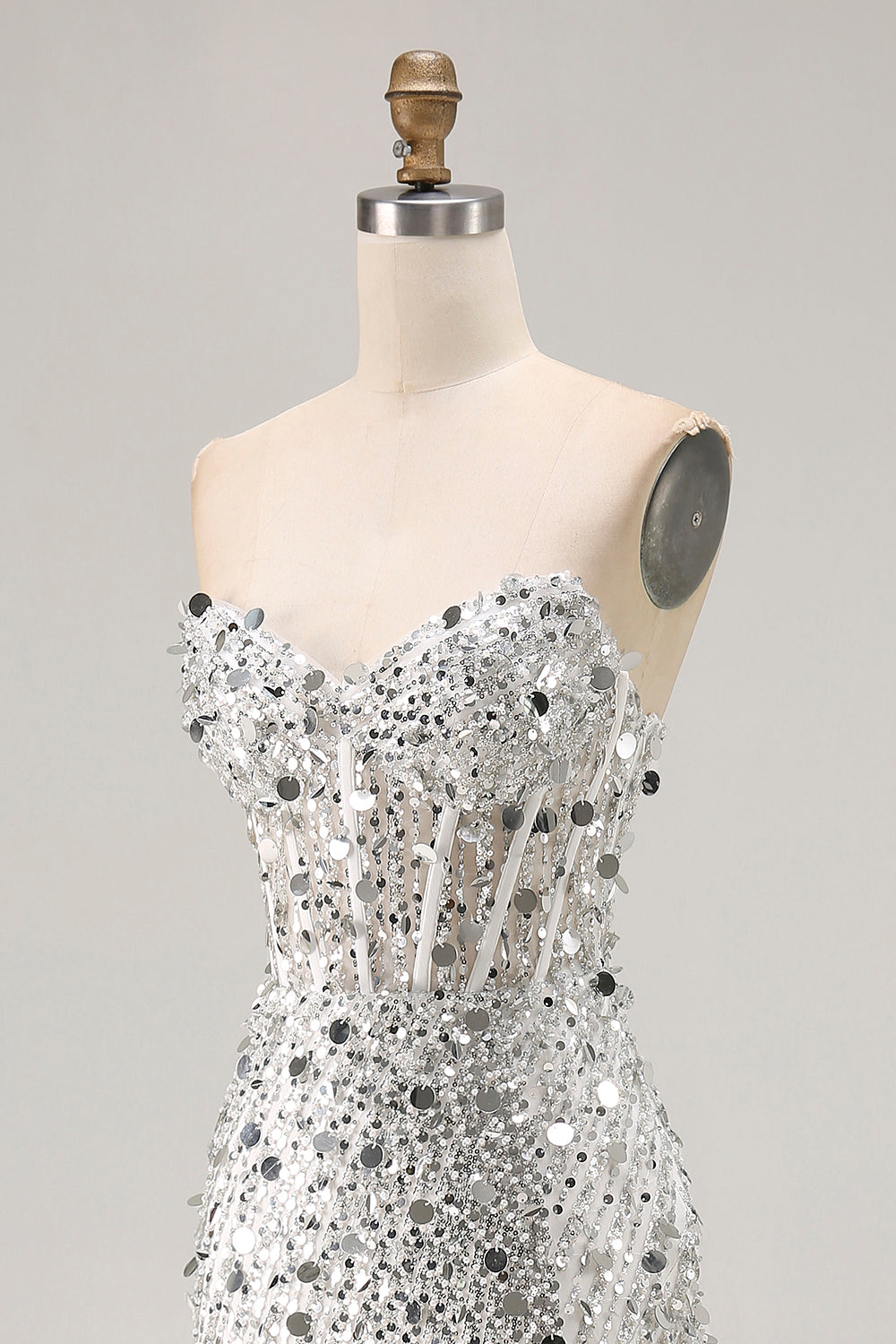 Sparkly Royal Blue Strapless Corset Mermaid Prom Dress with Slit - Image 18