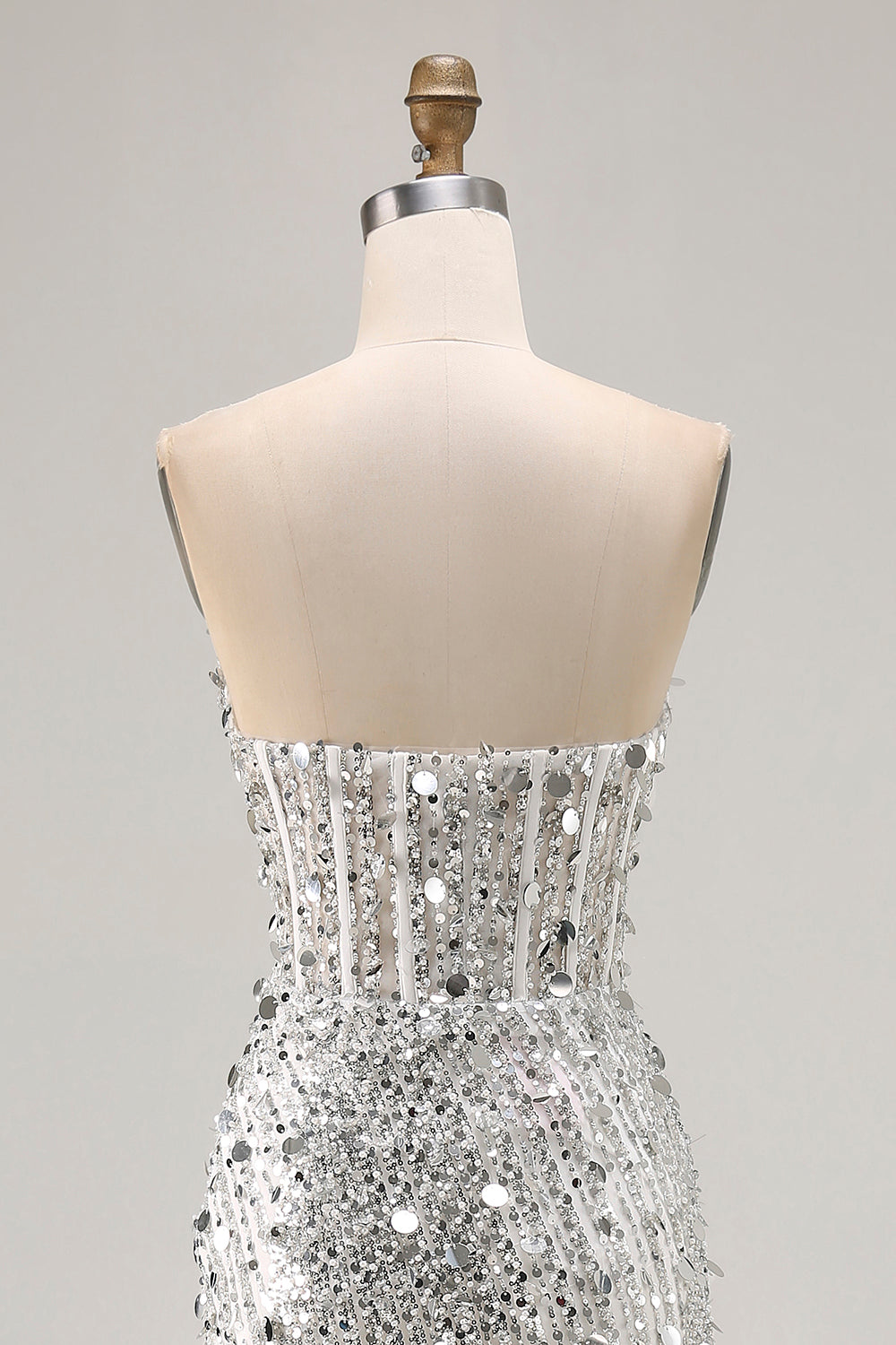 Sparkly Royal Blue Strapless Corset Mermaid Prom Dress with Slit - Image 17