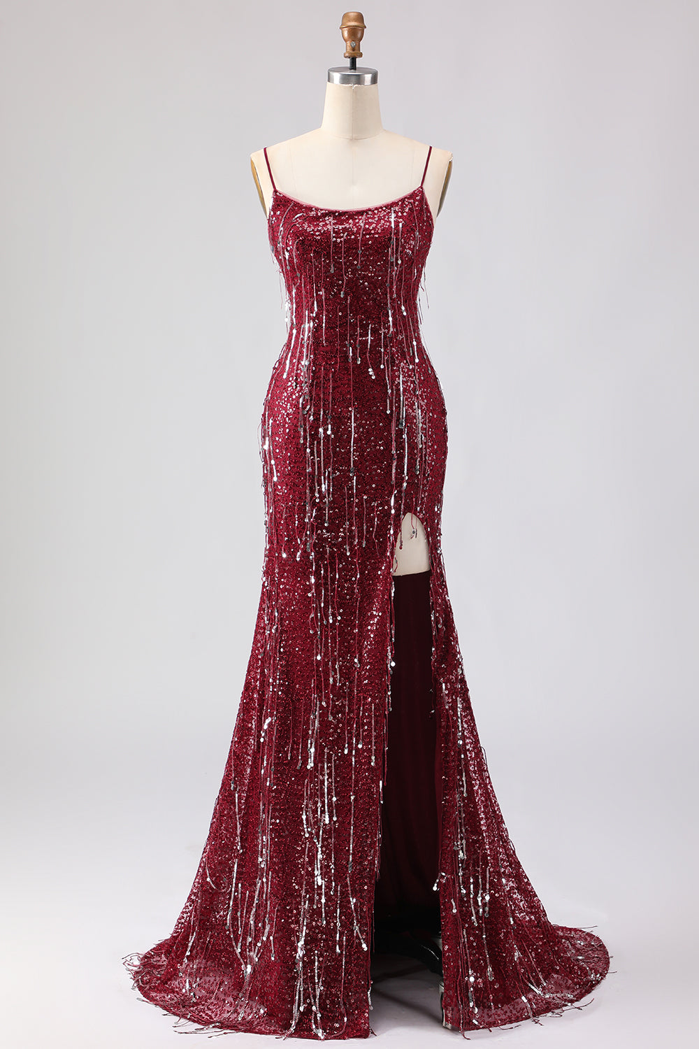 Sparkly Yellow Mermaid Maxi Prom Dress with Slit - Image 7