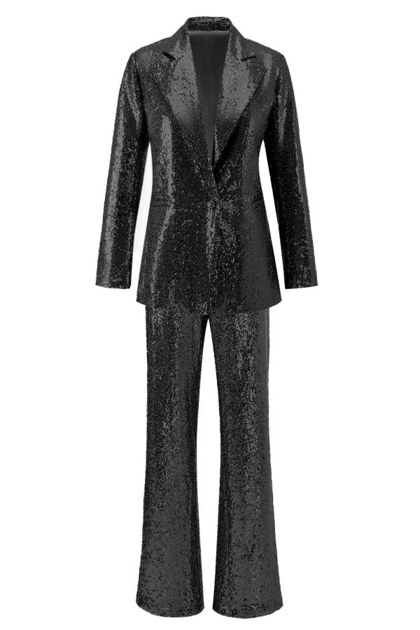 Sparkly Silver Notched Lapel 2-Piece Women Prom Suits - Image 10