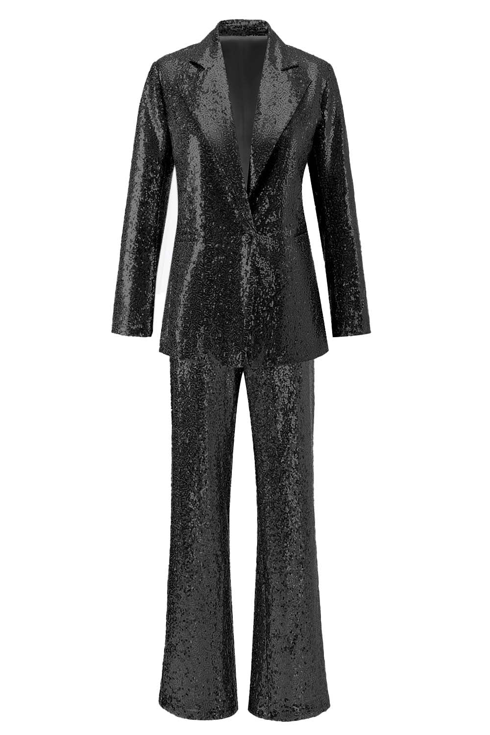 Sparkly Silver Notched Lapel 2-Piece Women Prom Suits - Image 10