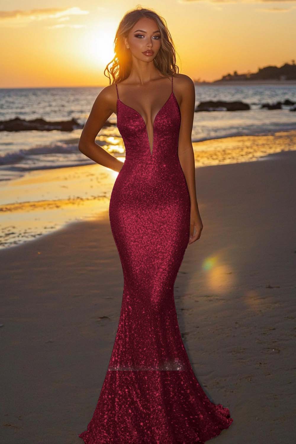 Sparkly Backless Silver Mermaid Formal Dress - Image 6