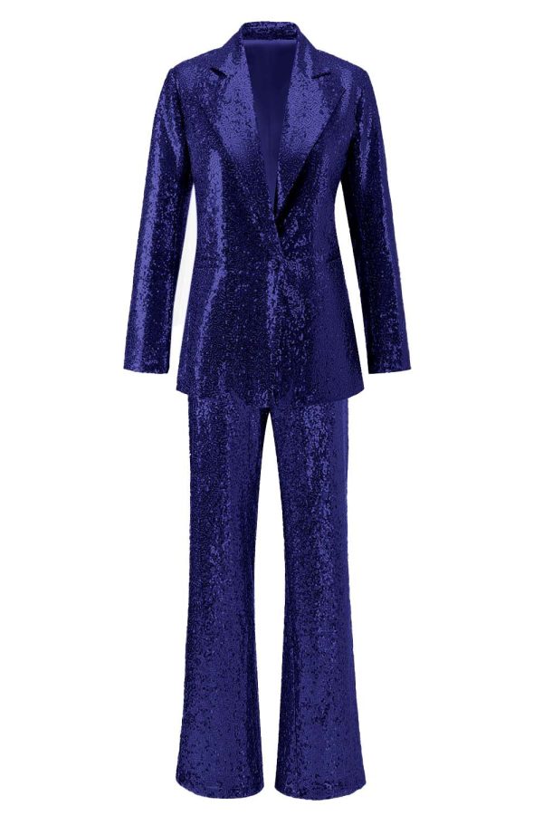 Sparkly Silver Notched Lapel 2-Piece Women Prom Suits - Image 12