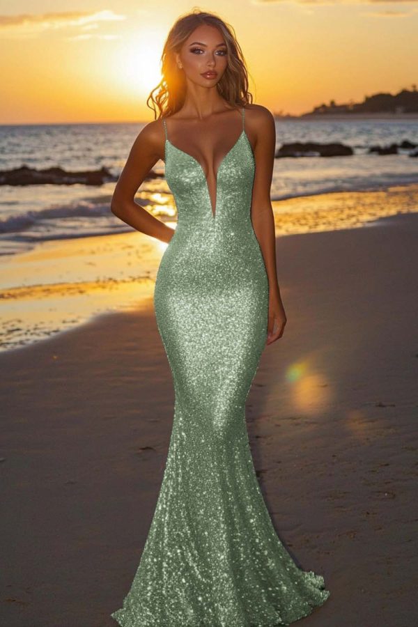 Sparkly Backless Silver Mermaid Formal Dress - Image 18