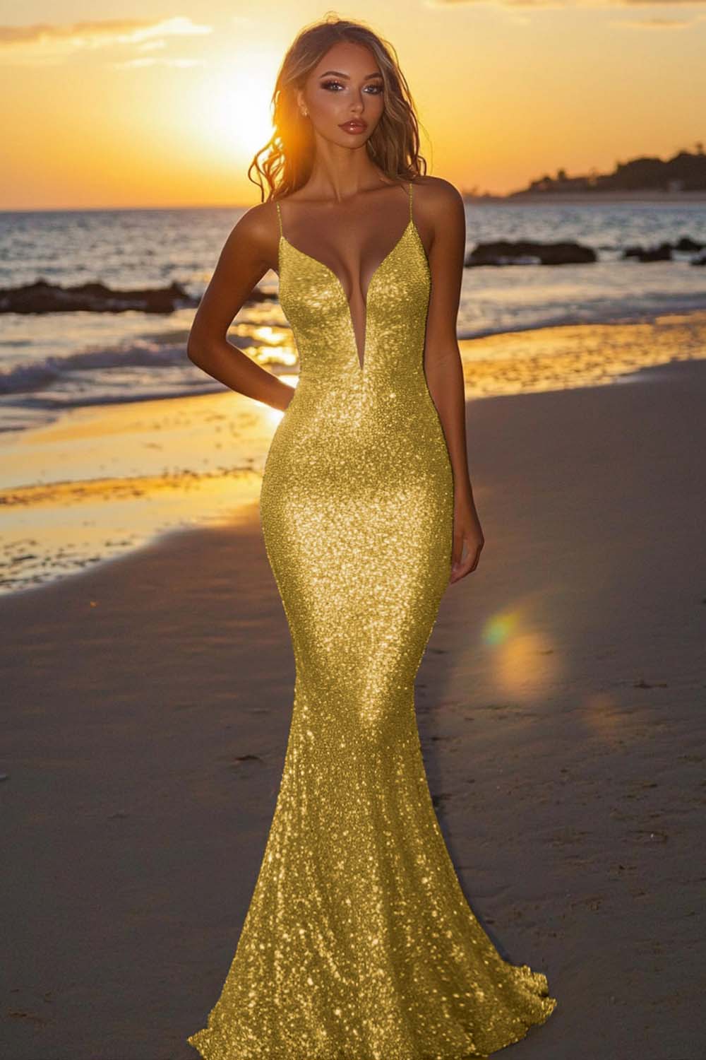 Sparkly Backless Silver Mermaid Formal Dress - Image 20