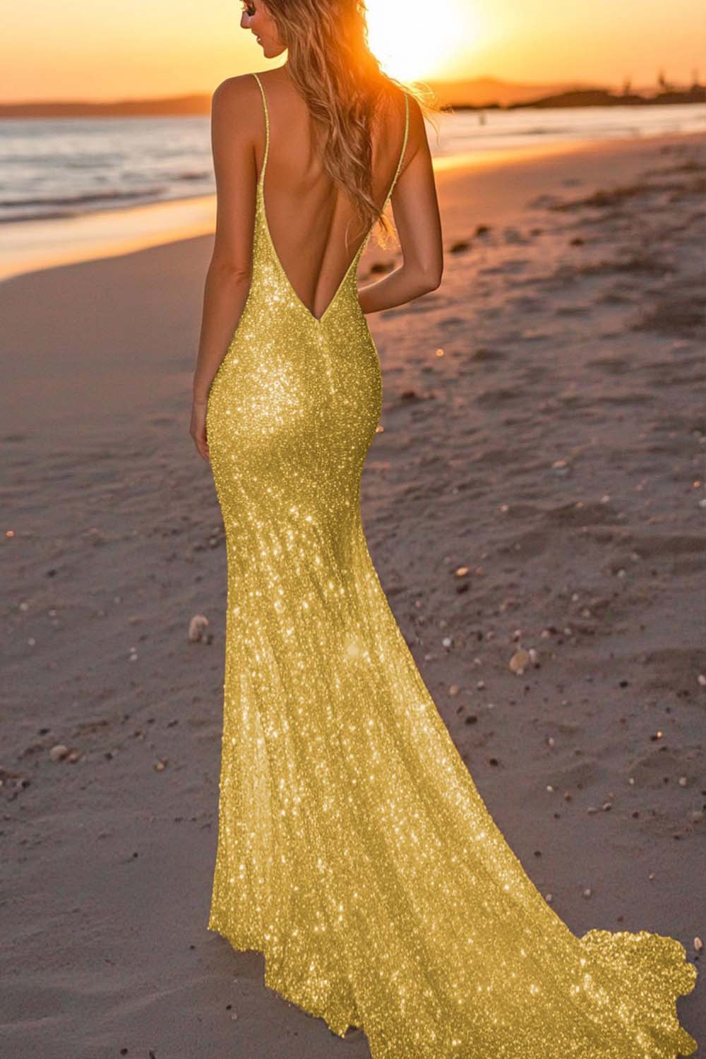 Sparkly Backless Silver Mermaid Formal Dress - Image 21