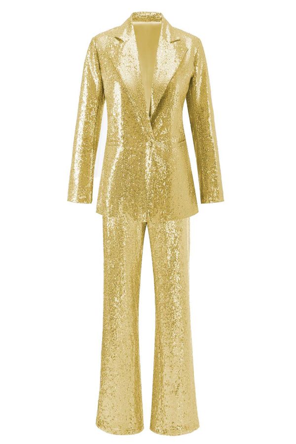 Sparkly Silver Notched Lapel 2-Piece Women Prom Suits - Image 14