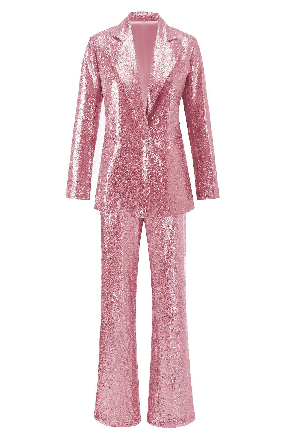 Sparkly Silver Notched Lapel 2-Piece Women Prom Suits - Image 16