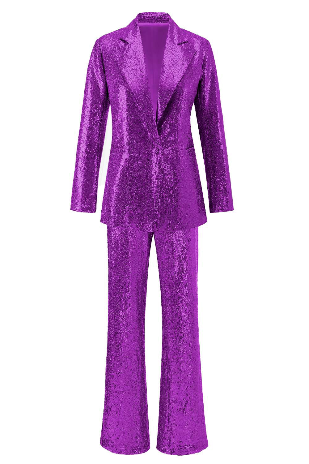 Sparkly Silver Notched Lapel 2-Piece Women Prom Suits - Image 17