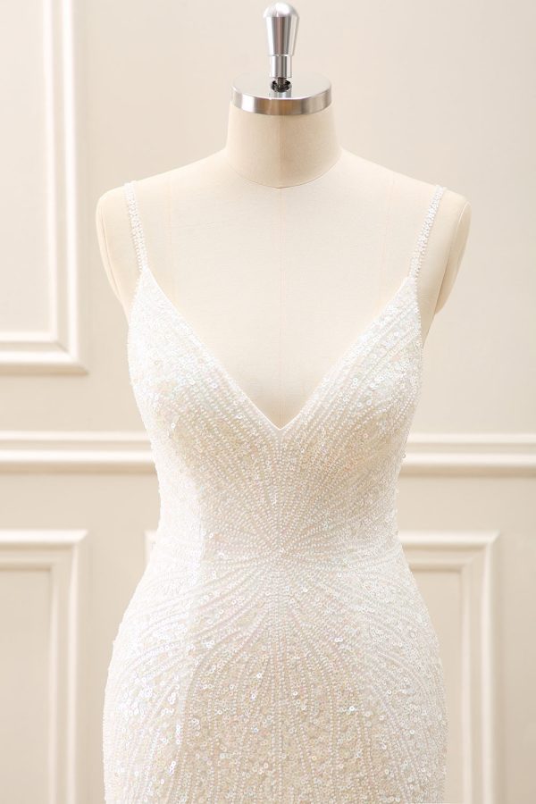 Sparkly White Tight Mini Dress with Tassels - Image 6